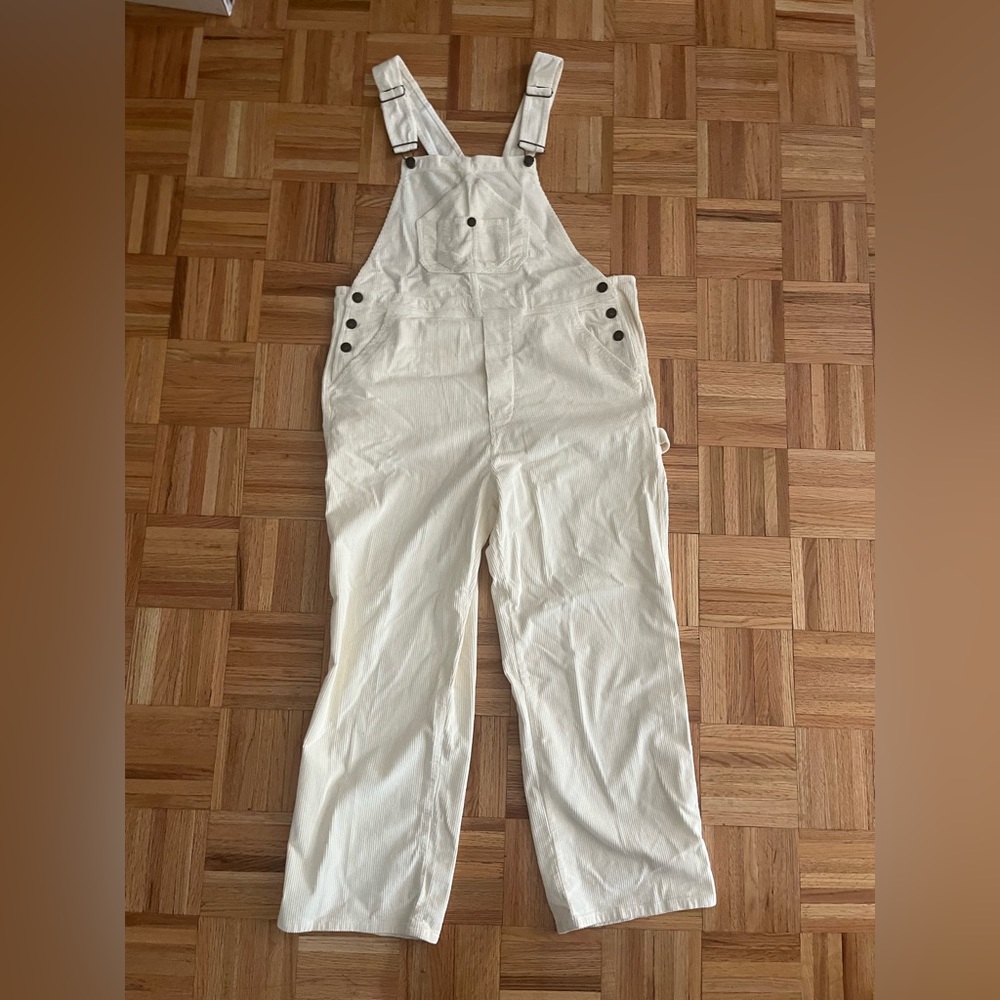 Faherty Size L Off White corduroy overalls. NWT.